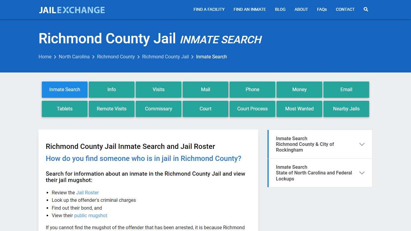 Inmate Search: Roster & Mugshots - Richmond County Jail, NC